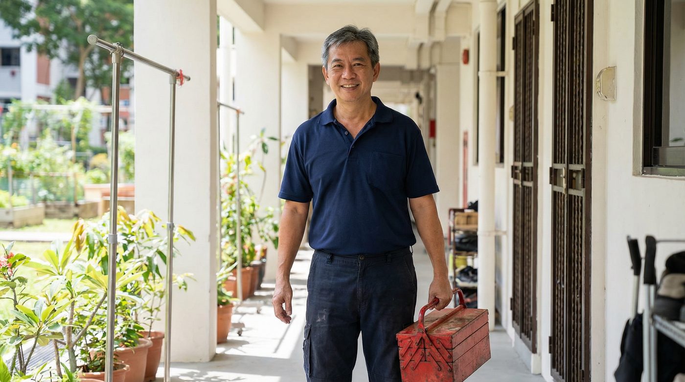 LongJohn Joe handyman at work in Singapore HDB